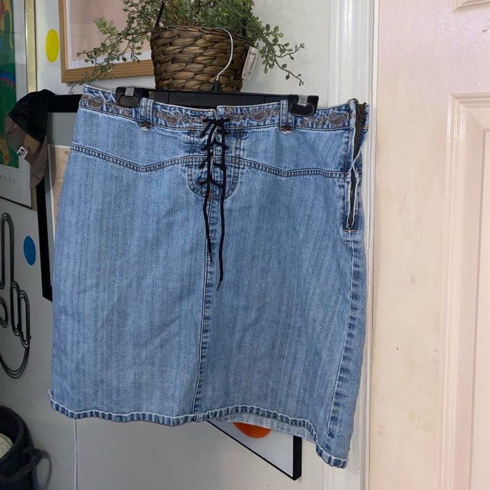Denim Lace-Up Skirt